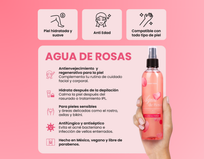 Tónico Post-Depilación de Agua de Rosas - Hidrata y Suaviza
