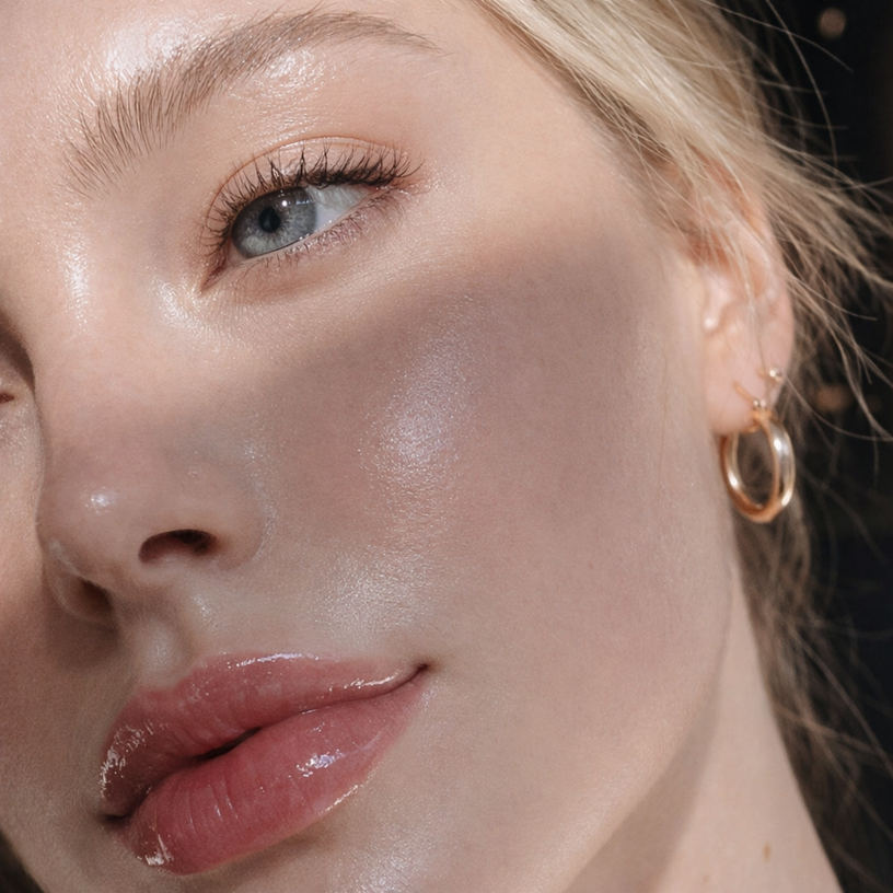 Piel luminosa y uniforme con acabado natural y aspecto saludable. Rutina de skin glass ShinnySkin. 
